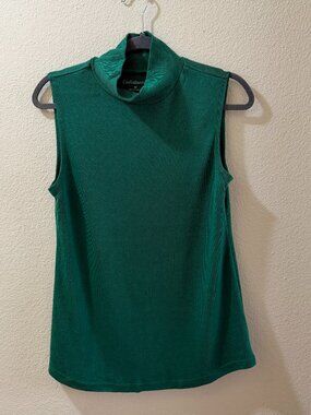 Jade Green Mock Neck Sleeveless Top M